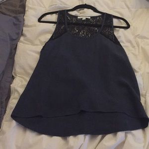 Piperlime blue top with black lace. Size XS